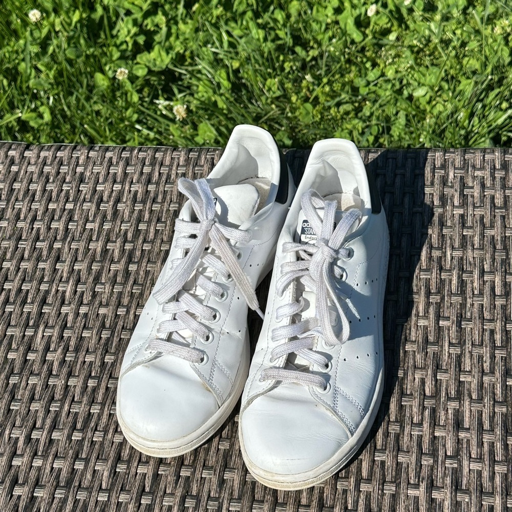 adidas White and Blue Sneakers Low-Top Minimalist Design